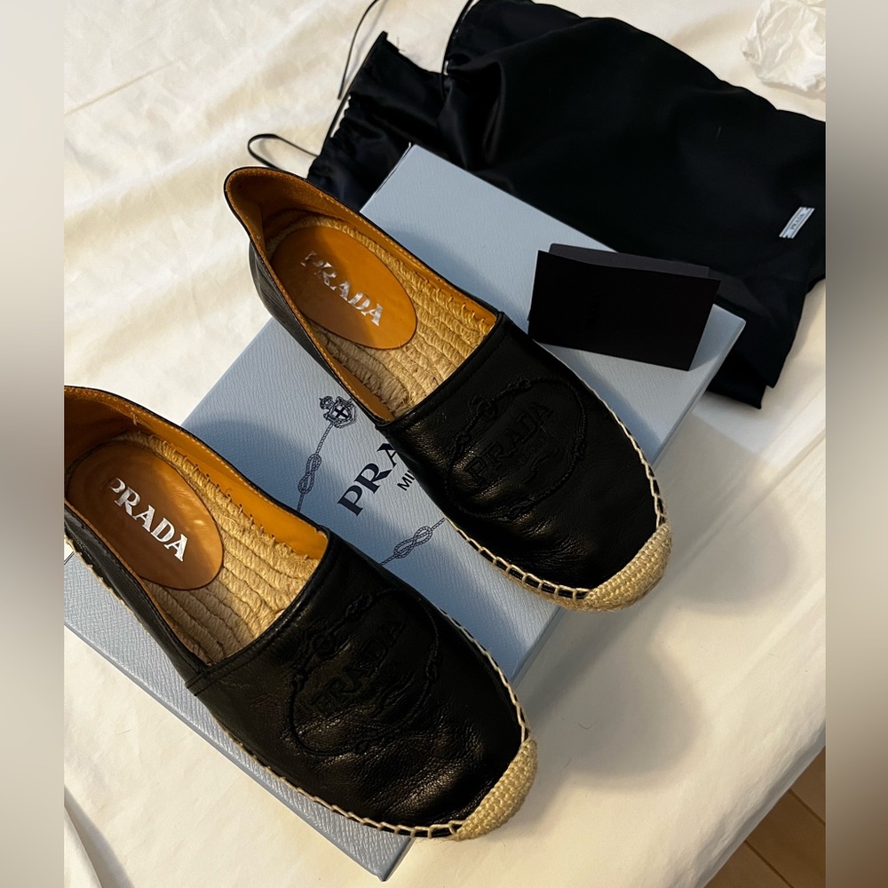 Black leather Prada espadrille *worn once*